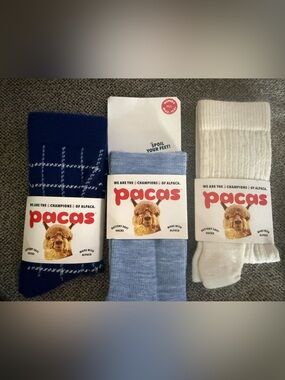 Pacas Alpaca-Blend Women's Socks - Navy, Light Blue, Cream (3-Pack)